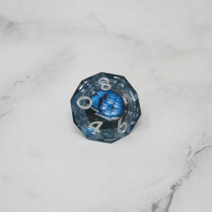 Blue Slaadi's Eye - 7 Piece Moving Eye DnD Dice Set | Acrylic RPG Gaming Dice