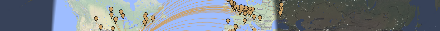PSKReporter map at 11:32 AM showing where W4GGJ was heard, lines fanning out from Florida to dense clusters across Europe, Spain, the western United States, Mexico and the Caribbean.