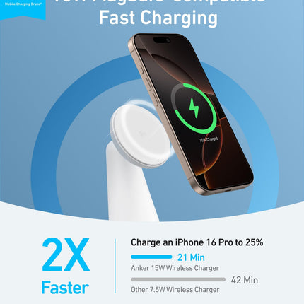 Anker MagGo Wireless Charger (2-in-1, Dock Stand) with USB-C Cable BOA