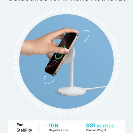 Anker MagGo Wireless Charger (Stand) with Adapter and Cable BOA