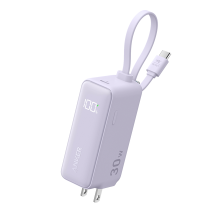 Anker Power Bank (30W, 5k,  Fusion, Built-In USB-C Cable)