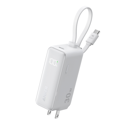 Anker Power Bank (30W, 5k,  Fusion, Built-In USB-C Cable)