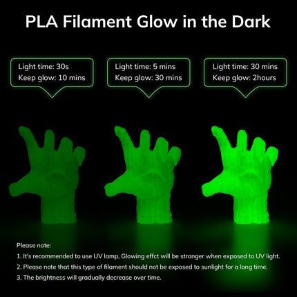 PLA Glow-in-the-Dark 1.75mm, 1KG/2.2LB