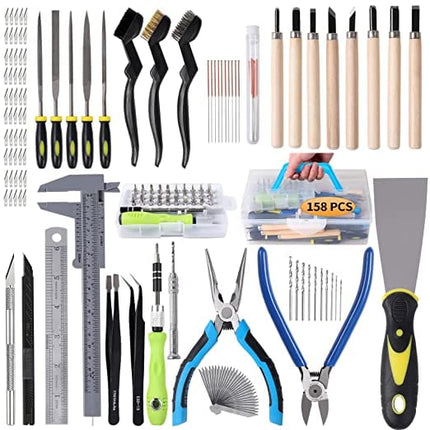 3D Printing Tool Kit Pro Grade Portable Tool Box contains 158 Pcs for Removing, Cleaning, and Finish 3D Print Accessories/Model Building