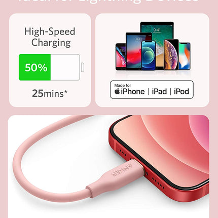 Anker <b>641</b> USB-C to Lightning Cable (Flow, 3 ft Silicone)