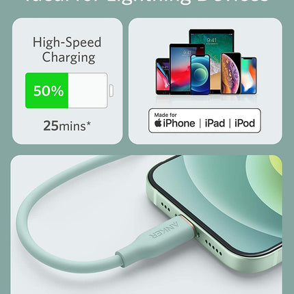 Anker <b>641</b> USB-C to Lightning Cable (Flow, 3 ft Silicone)