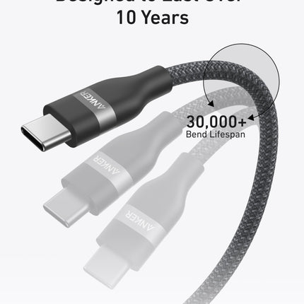 Anker USB-C to USB-C Cable (3 ft / 6 ft, 240W, Upcycled-Braided)