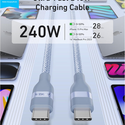 Anker USB-C to USB-C Cable (3 ft / 6 ft, 240W, Upcycled-Braided)