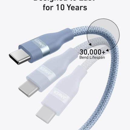 Anker USB-C to USB-C Cable (3 ft / 6 ft, 240W, Upcycled-Braided)