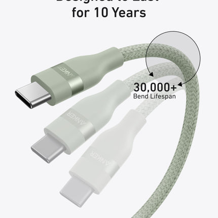 Anker USB-C to USB-C Cable (3 ft / 6 ft, 240W, Upcycled-Braided)