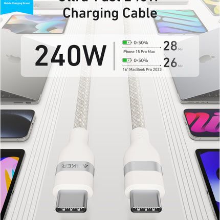 Anker USB-C to USB-C Cable (3 ft / 6 ft, 240W, Upcycled-Braided)