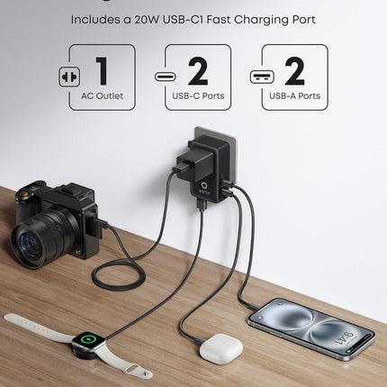 Anker Nano Travel Adapter (5-in-1, 20W, 1-Pack)