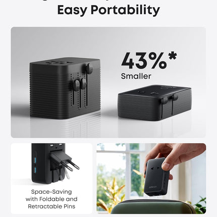 Anker Nano Travel Adapter (5-in-1, 20W, 1-Pack)