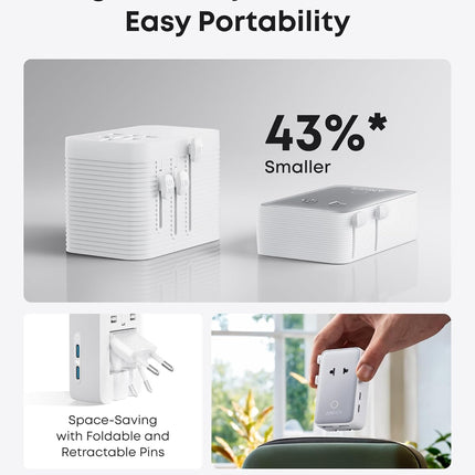 Anker Nano Travel Adapter (5-in-1, 20W, 1-Pack)