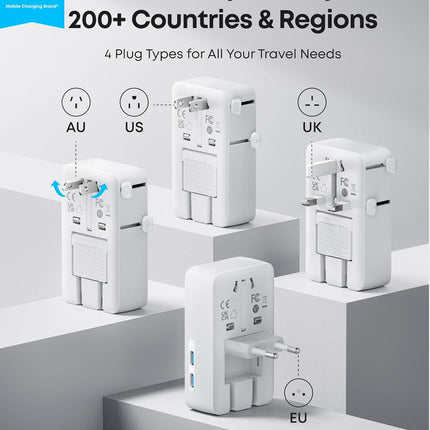Anker Nano Travel Adapter (5-in-1, 20W, 1-Pack)