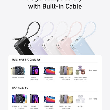 Anker Power Bank (10K, Fusion, Built-In Cable)