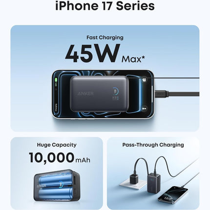 Anker Nano Power Bank (10K, 45W, Built-In Retractable USB-C Cable)