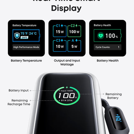 Anker Laptop Power Bank (25K, 165W, Built-In and Retractable Cables)