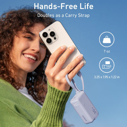 Anker Power Bank (30W, 5k,  Fusion, Built-In USB-C Cable)