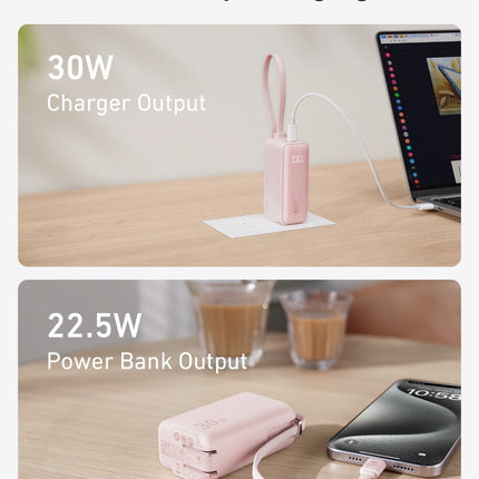 Anker Power Bank (30W, 5k,  Fusion, Built-In USB-C Cable)