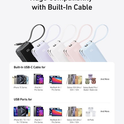 Anker Power Bank (10K, Fusion, Built-In Cable)