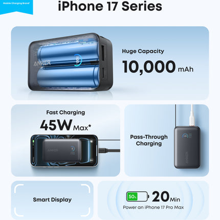 Anker Nano Power Bank (10K, 45W, Built-In Retractable USB-C Cable)