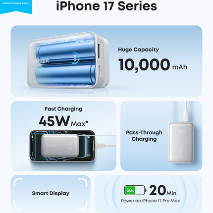 Anker Nano Power Bank (10K, 45W, Built-In Retractable USB-C Cable)