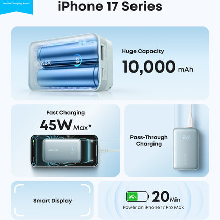 Anker Nano Power Bank (10K, 45W, Built-In Retractable USB-C Cable)