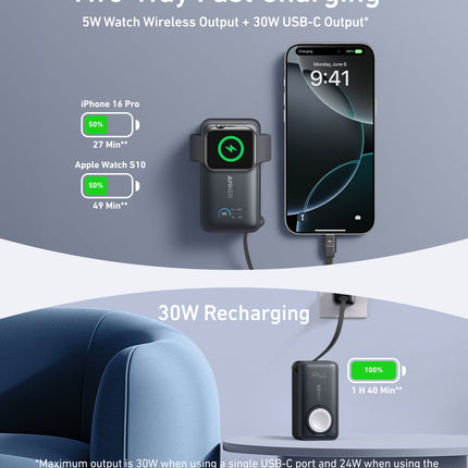 Anker MagGo Power Bank (10K, 35W, For Apple Watch)