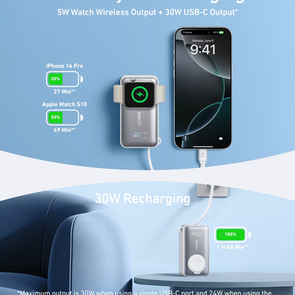 Anker MagGo Power Bank (10K, 35W, For Apple Watch)