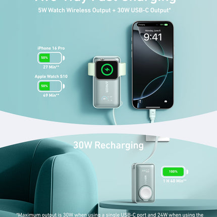 Anker MagGo Power Bank (10K, 35W, For Apple Watch)