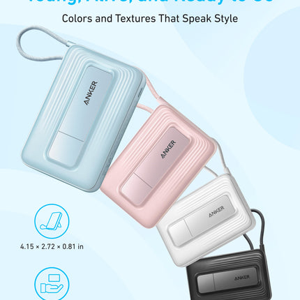 Anker Zolo Magnetic Power Bank (10K, 30W, Built-in USB-C Cable)