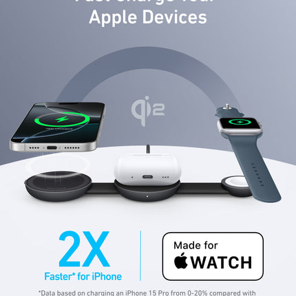 Anker MagGo Wireless Charging Station (3-in-1, Foldable Pad)