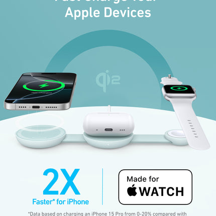 Anker MagGo Wireless Charging Station (3-in-1, Foldable Pad)