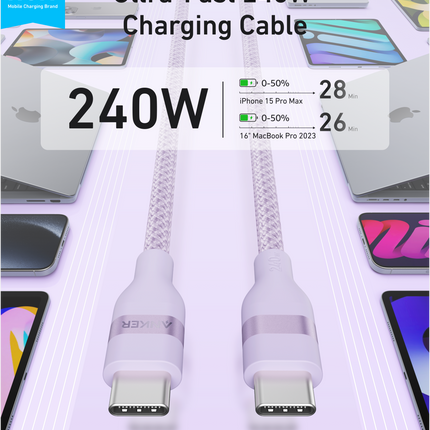 Anker USB-C to USB-C Cable (3 ft / 6 ft, 240W, Upcycled-Braided)