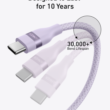 Anker USB-C to USB-C Cable (3 ft / 6 ft, 240W, Upcycled-Braided)