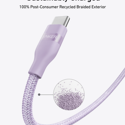 Anker USB-C to USB-C Cable (3 ft / 6 ft, 240W, Upcycled-Braided)
