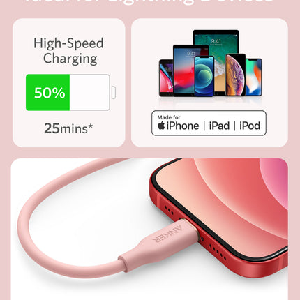 Anker <b>641</b> USB-C to Lightning Cable (Flow, 3 ft Silicone)