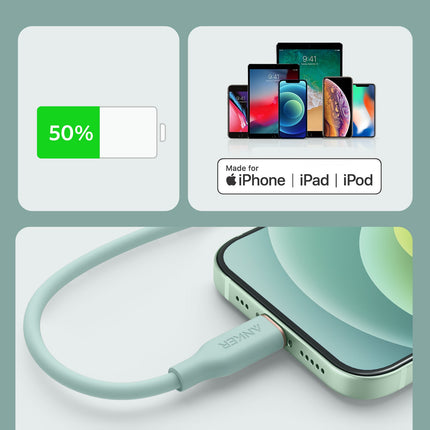 Anker <b>641</b> USB-C to Lightning Cable (Flow, 3 ft Silicone)