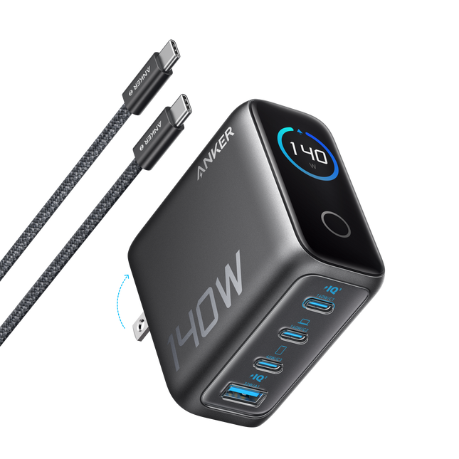Anker Charger (140W, 4-Port, PD 3.1) with USB-C Cable