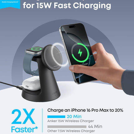 Anker MagGo Wireless Charging Station (3-in-1, Dock Stand)