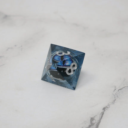 Blue Slaadi's Eye - 7 Piece Moving Eye DnD Dice Set | Acrylic RPG Gaming Dice