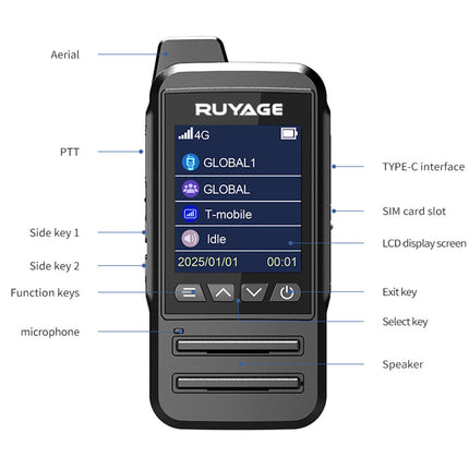 RUYAGE IP67 Waterproof 4G LTE PoC Radio Long Range Walkie Talkie