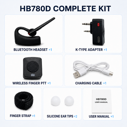 RUYAGE HB780D Bluetooth PTT Headset Kit for K-Type Walkie Talkies