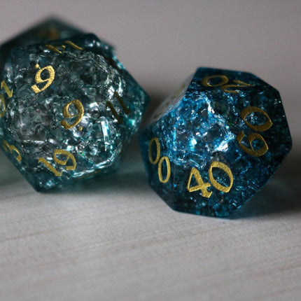Dark Waters Forge Fire Glass Blue DND Dice Set