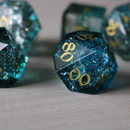 Dark Waters Forge Fire Glass Blue DND Dice Set