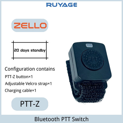 RUYAGE Zello Bluetooth PTT Button Wireless PTT Switch for Walkie Talkie