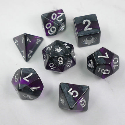 Forgotten Amethyst - 7 Piece DnD Dice Set | Acrylic RPG Gaming Dice