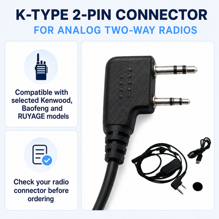 RUYAGE AI Noise-Cancelling PTT Earpiece for K-Type Radios