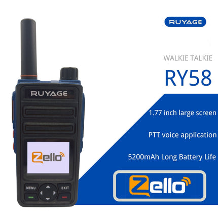 RUYAGE RY58 Zello 4G LTE PoC Radio Long Range Nationwide Walkie Talkie